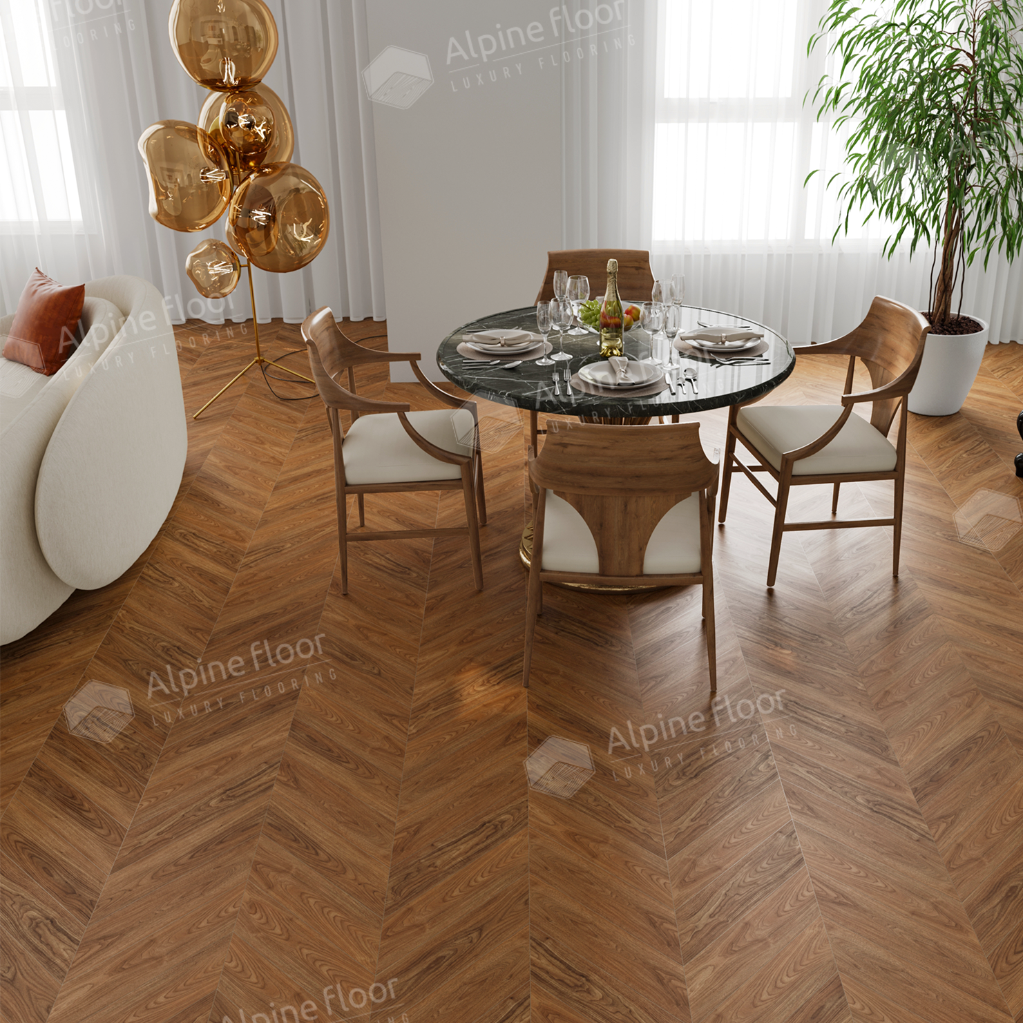 Кварцвинил Alpine Floor Chevron Alpine Eco 18-22 Орех Нойер