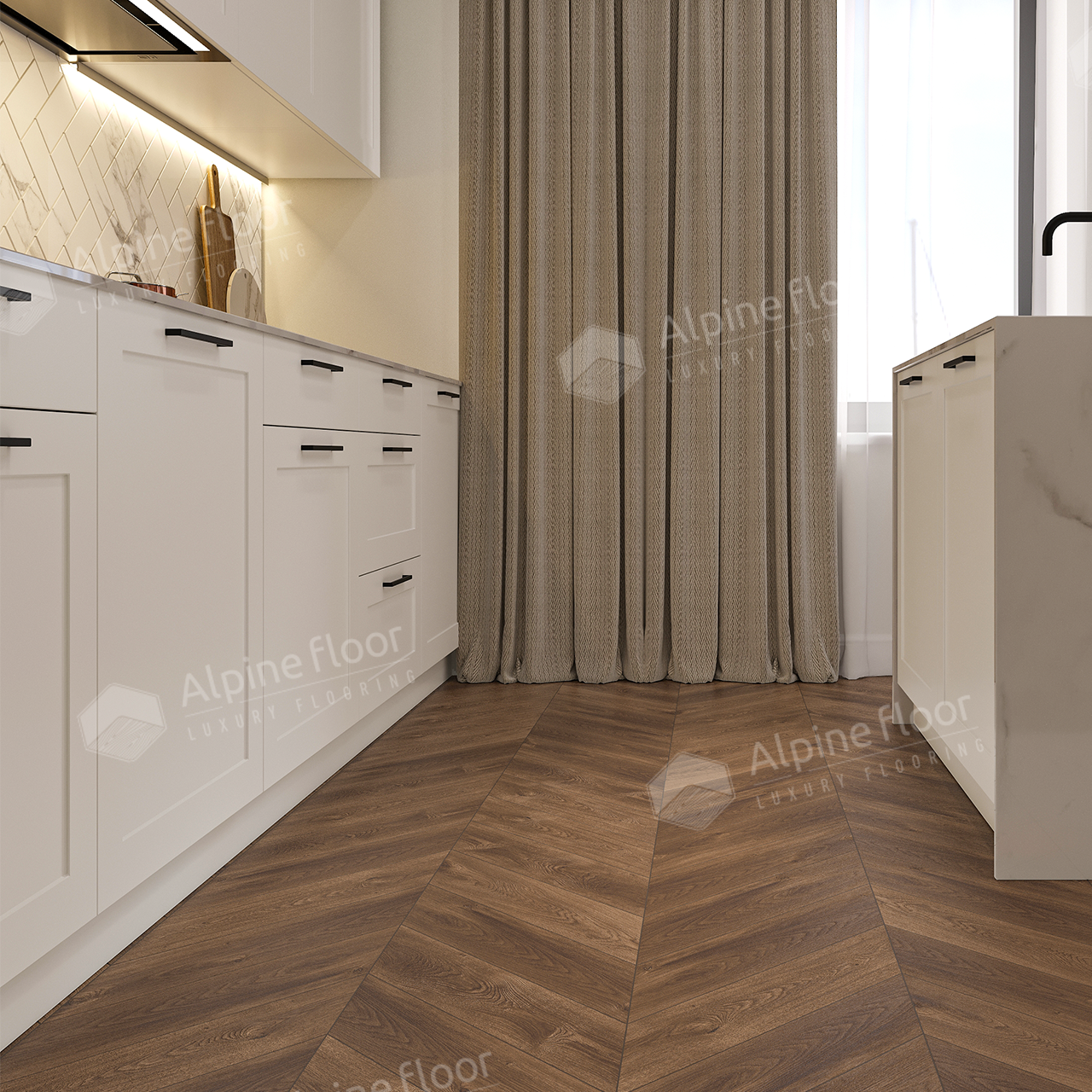 Кварцвинил Alpine Floor Chevron Alpine Eco 18-13 Дуб Коричневый